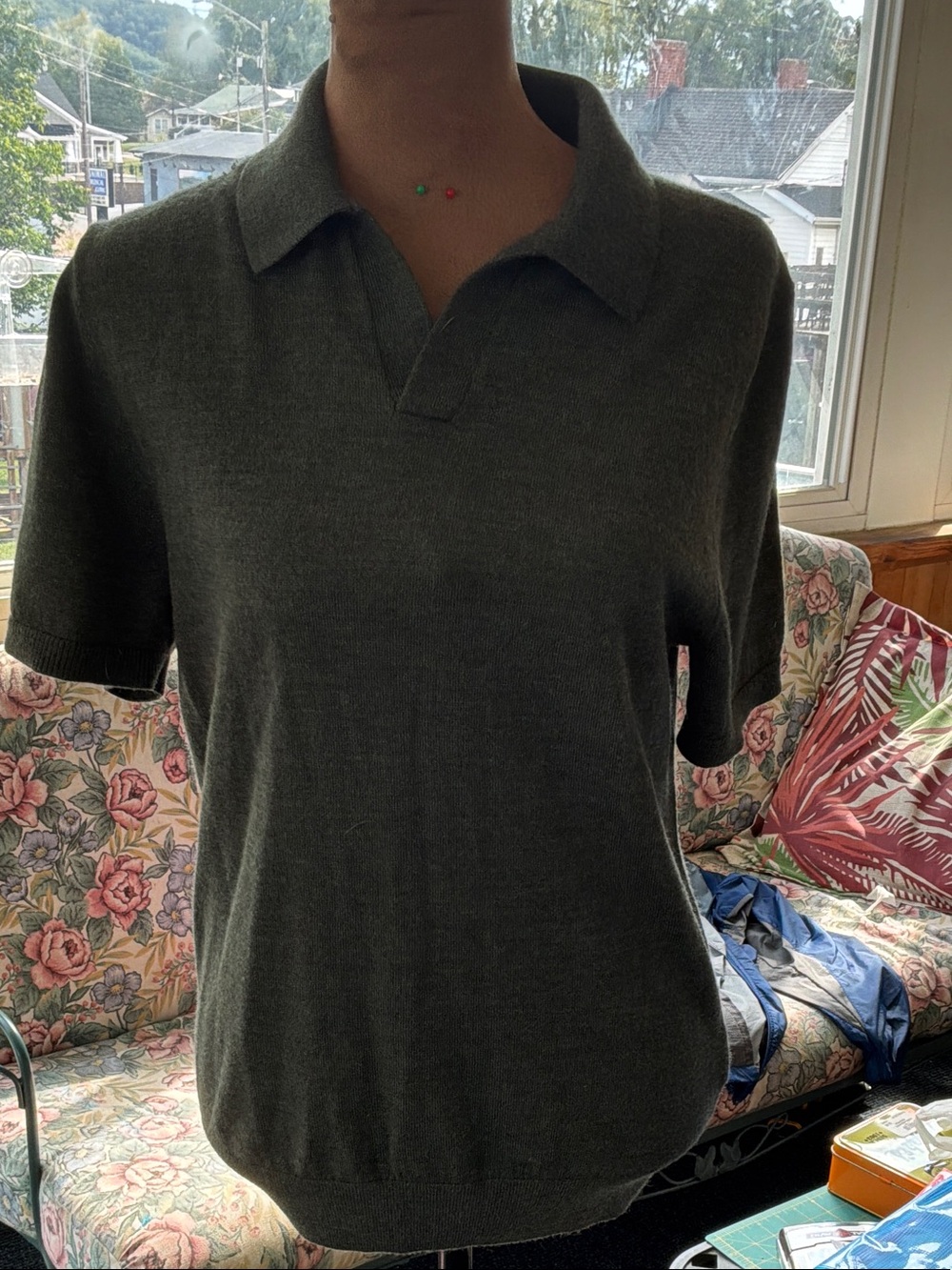 J. Crew Women’s Short-Sleeve sweater in Deep Olive Green